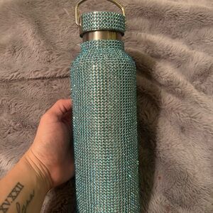 Glamorous Teal Rhinestone Water Bottle